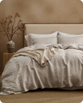 Bedsure 100% Linen Duvet Cover Queen Size, Washed 170 GMS European Flax-Linen, Soft 3pcs Bedding Set with Button Closure for Farmhouse, PureWoven Texture & Breathable for Hot Sleeper, Linen, Queen