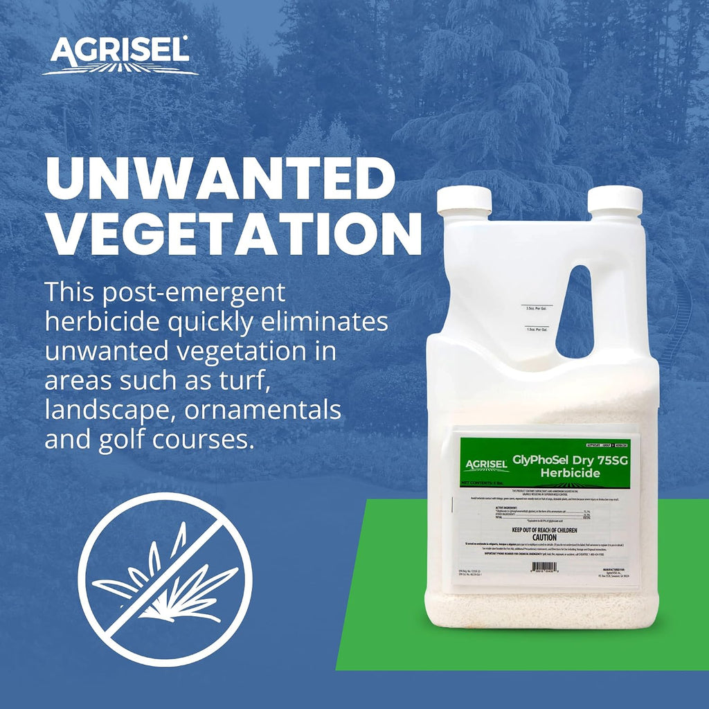 Agrisel GlyPhoSel Pro Dry Weed Killer, Fast-Acting, Targets Tough Weeds from Leaf to Root, Easy-to-Use Tip & Pour Container, Pet Safe, Includes 3-Pack of Agrisel Protective Gloves, 5 Pounds