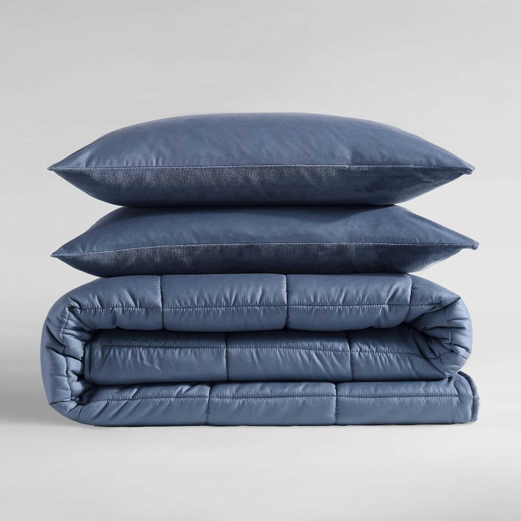 Calvin Klein - Queen Bonus Comforter Set, Reversible Bedding with Matching Bed Sheets, Pillowcases & Shams, Oeko-Tex Certified (Blue)