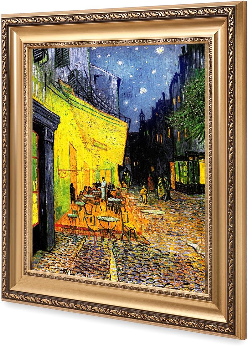 DECORARTS - Cafe Terrace At Night, Vincent Van Gogh Classic Art. Giclee Print & Framed Art for Wall Decor. Framed size: 30x26