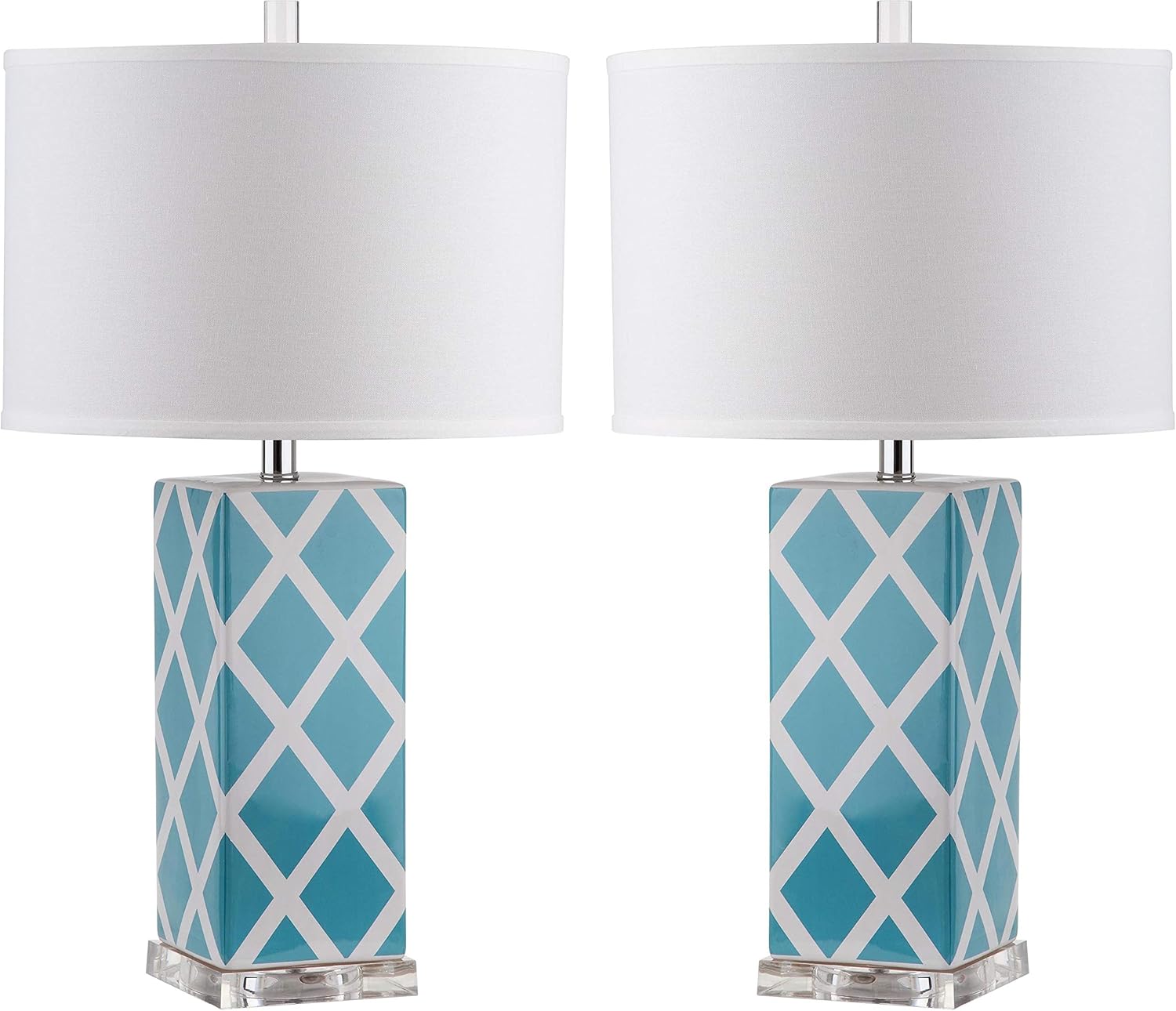 Safavieh Lighting Collection Garden Lattice Light Blue Table Lamp, Set of 2