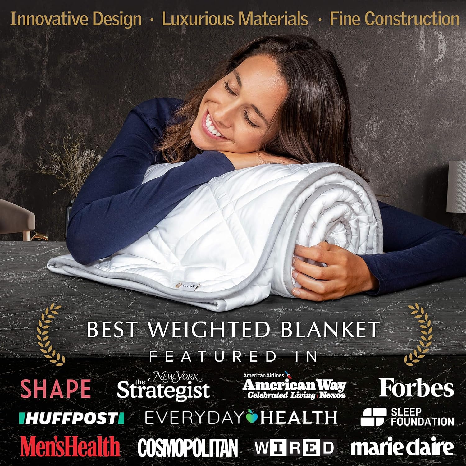Aricove Cooling Weighted Blanket, 10 lbs, Twin Size for Adults, Luxury Heavy Blanket, Silky Soft Bamboo Viscose, 48x72 inches, Machine Washable, White