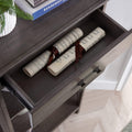 Leick Home 84263 Mantel Height 3-Shelf Corner Bookcase with Drawer Storage, Gray Oak