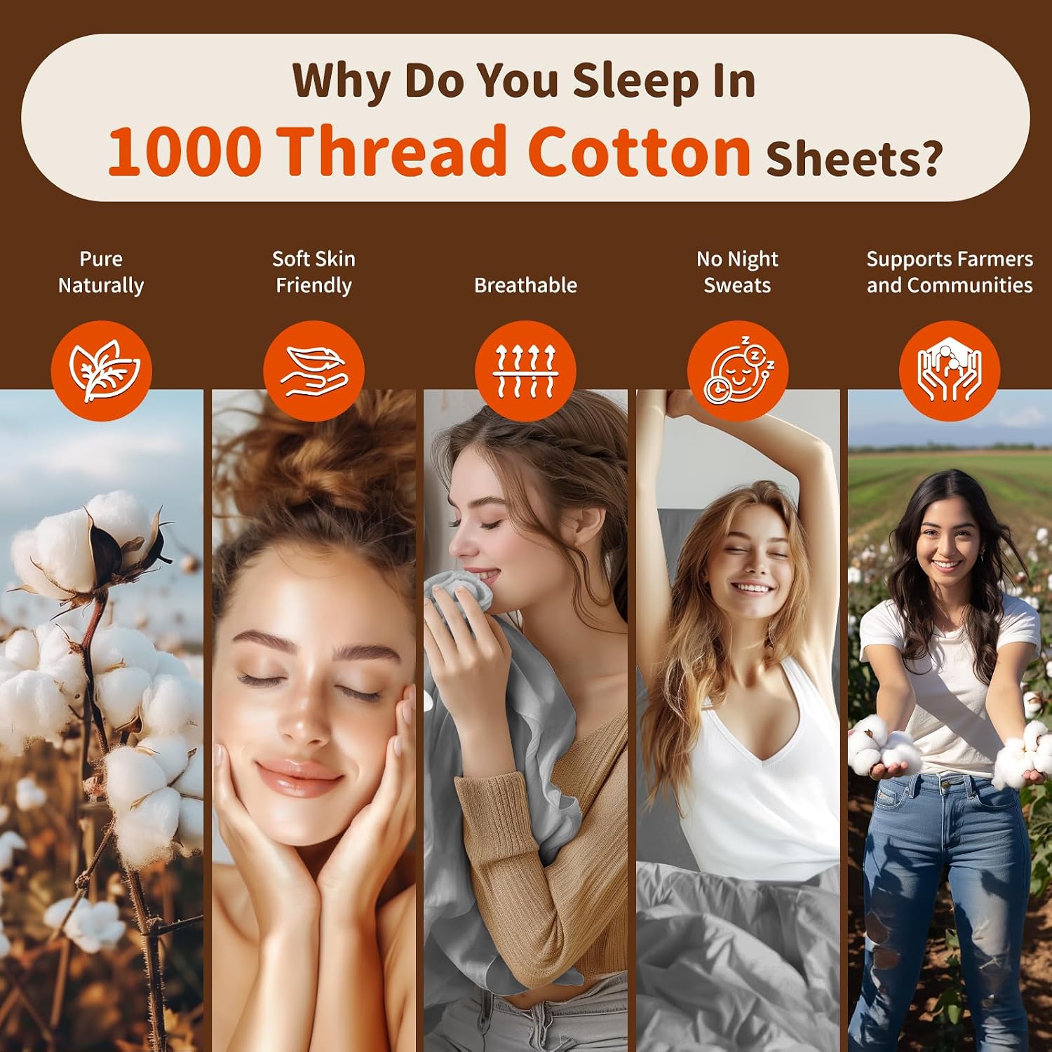 LBRO2M 1000 Thread Count 100% Egyptian Cotton Sheets Set 6 Piece Sets Queen Bed Sheet Deep Pocket Sheet Set 16' Soft Comfortable All Season (Queen, Gray)