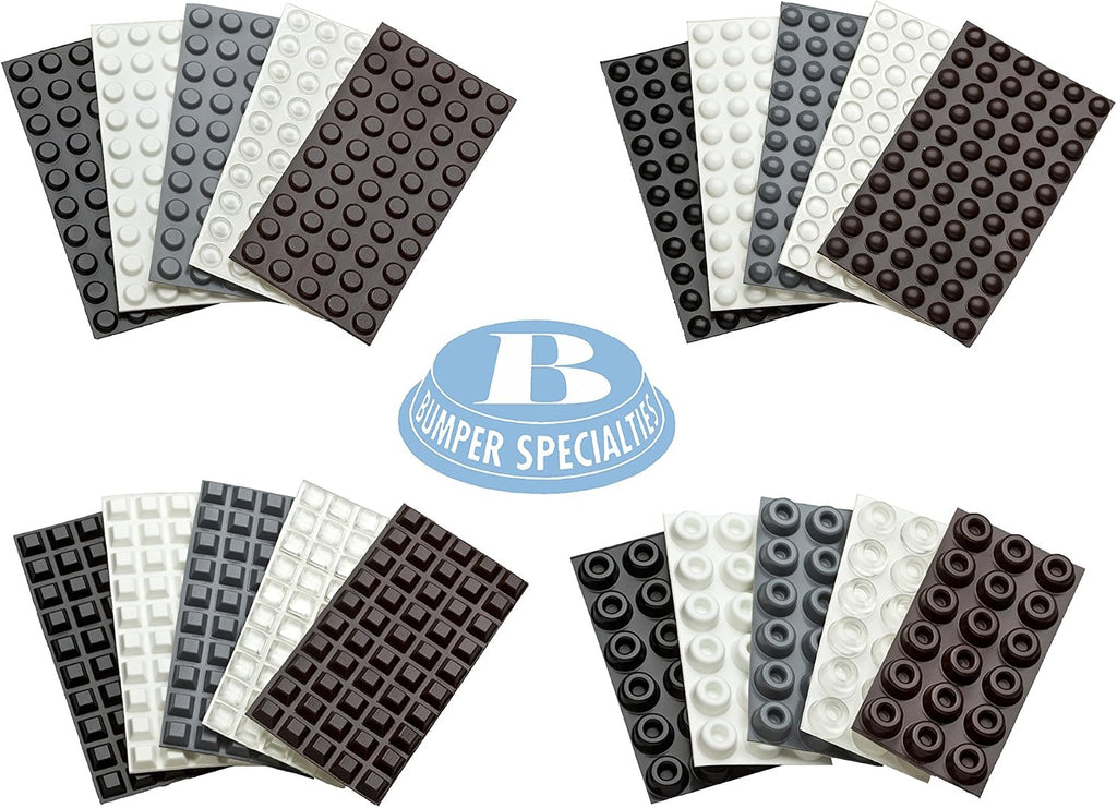 Bumper Specialties Self Adhesive Bumper Feet 0.375' x 0.180' (9.5mm x 4.6mm) Clear Pyramid Soft Polyurethane Pads for Cabinet Door Sound Dampening, 7,200 Pieces per Box, BS67SD