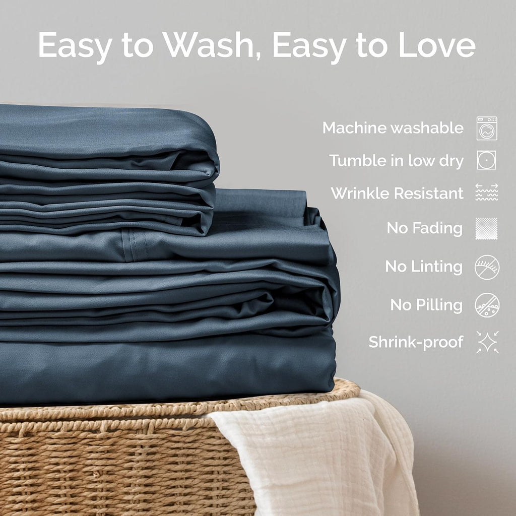 Viscose Bamboo Sheets King Size 4PC Set - Cooling Sheets for Hot Sleepers with Moisture Wicking Technology - Silky Soft 18 Inch Deep Pocket - Storm 76'x 80'