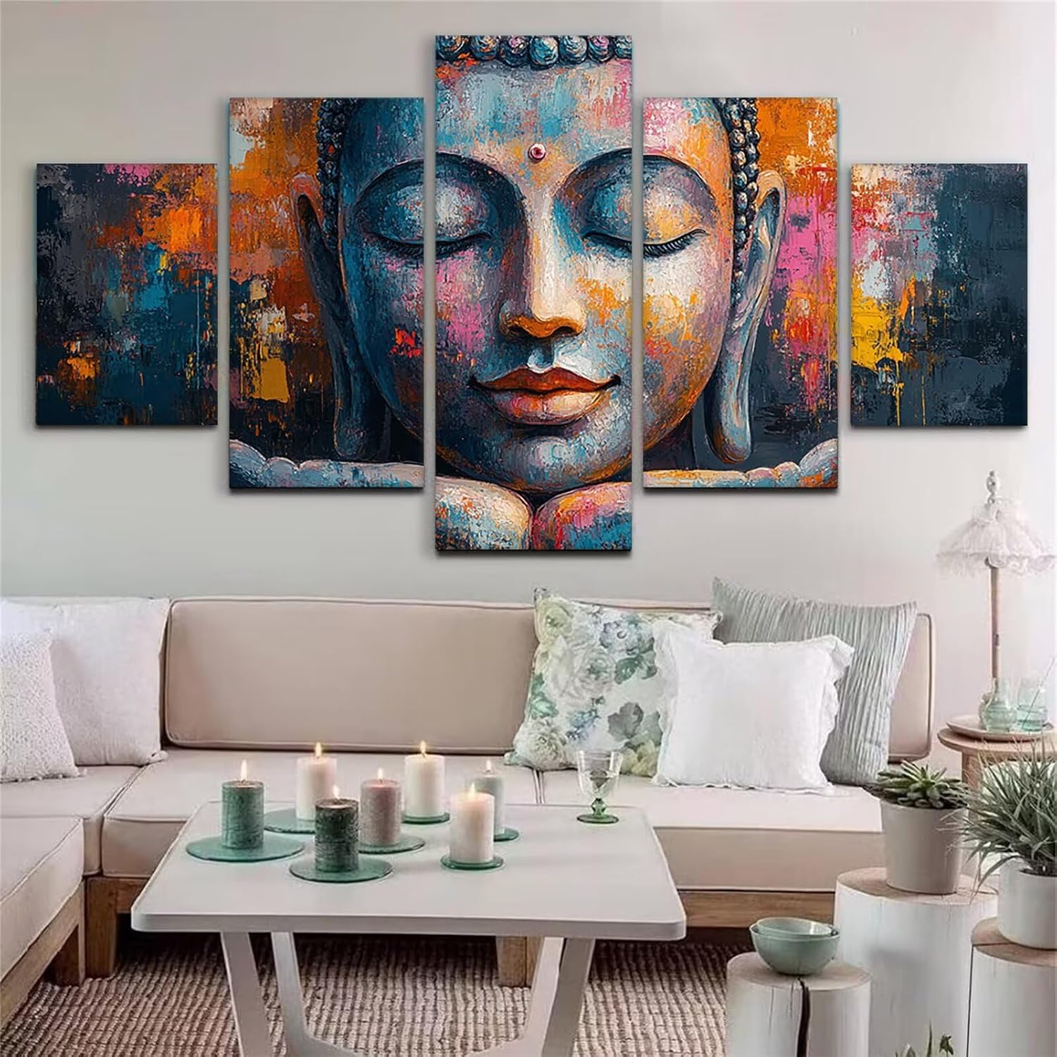 Graffiti Diamond Art 5 Piece Diamond Painting Zen 5D DIY Full Square Drill Dimond Art Paintings Rhinestones Crafts for Adults Gem Painting for Home Decor, Large Artwork for Wall 60 x 120 Inch, Model96