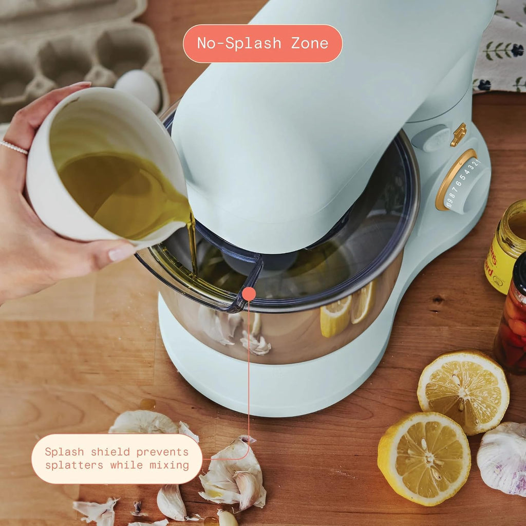 3.5 Qt Stand Mixer, 300W Powerful Motor, Tilt-Head Design with Stainless Steel Bowl, 12 Speeds, Includes Dough Hook Whisk Beater for Baking Mixing (Hydrangea)