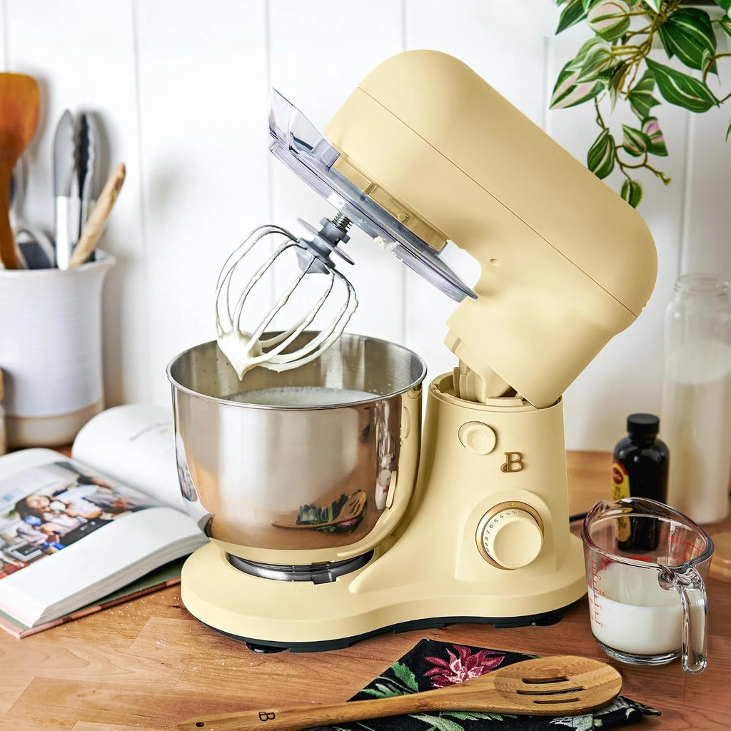 3.5 Qt Stand Mixer, 300W Powerful Motor, Tilt-Head Design with Stainless Steel Bowl, 12 Speeds, Includes Dough Hook Whisk Beater for Baking Mixing (Buttercream)