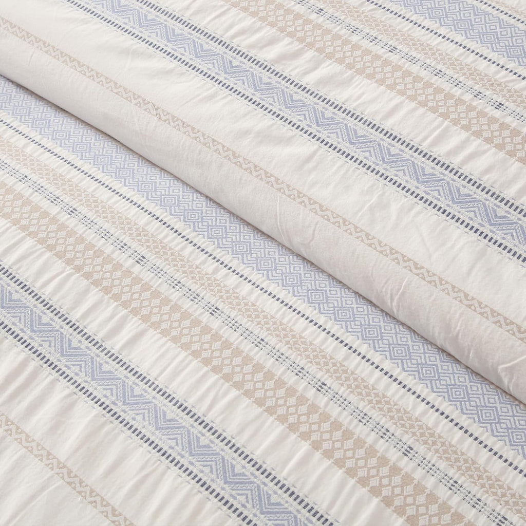 Levtex Home Pickford Chambray Comforter Set - Twin Comforter + One Standard Pillow Sham - Jaquard - Chambray, Taupe and Cream - Comforter (68 x 88in.) and Pillow Shams (26 x 20in.) - Cotton | Textured