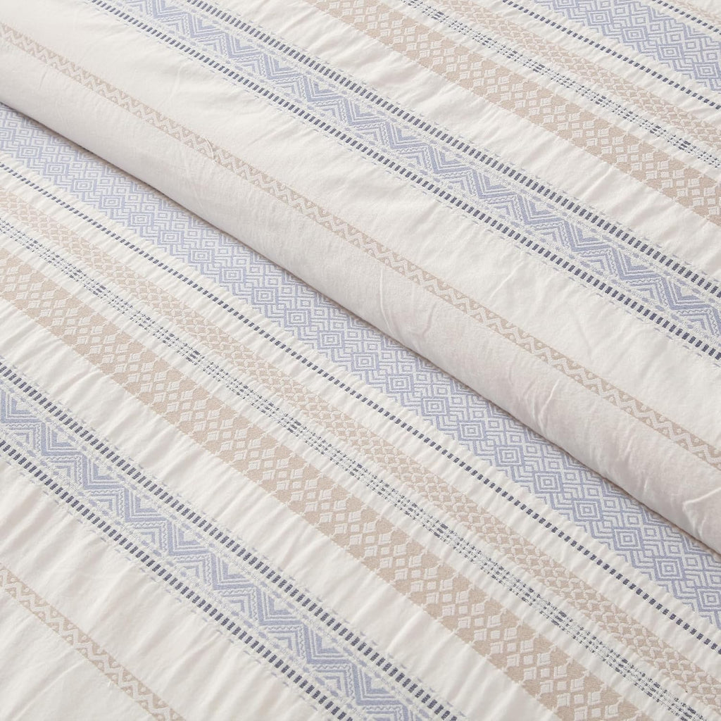 Levtex Home Pickford Chambray Comforter Set - Full/Queen Comforter + Two Standard Pillow Shams - Jaquard - Chambray, Taupe and Cream - Comforter (90 x 94in.) and Pillow Shams (26 x 20in.) - Cotton | Textured