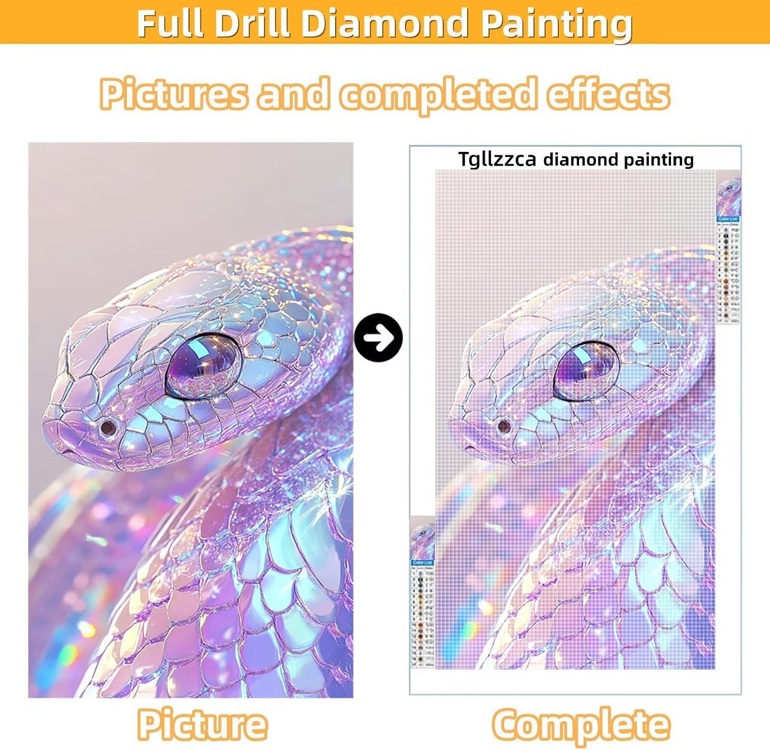Diamond Art Kits for Adults Pink Diamond Painting Kits, 5D DIY Square Snake Full Drill Dimond Art Paintings Crystal Rhinestones Crafts for Adults for Home Wall Decor, Large Size 36 x 72 Inch, Model780