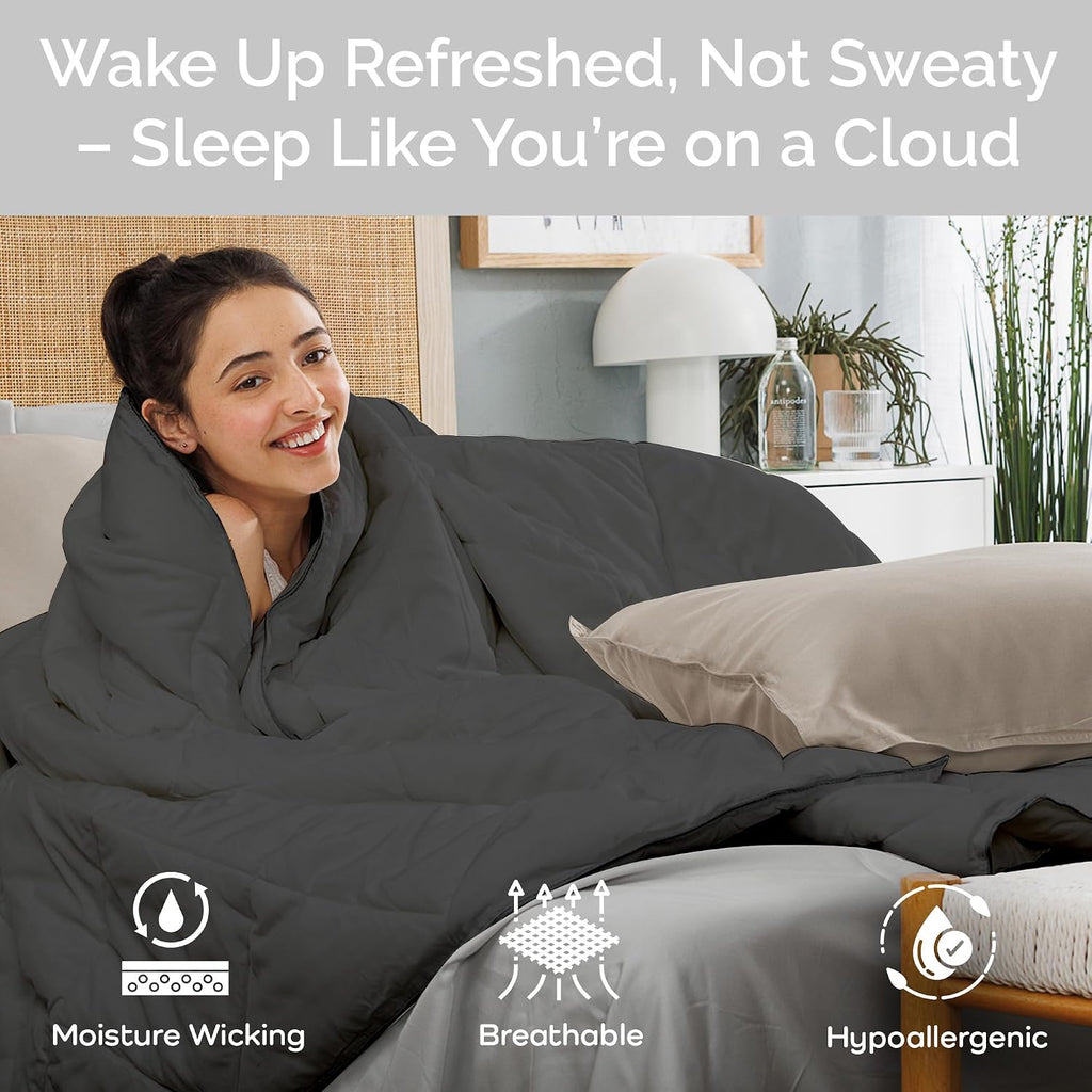 Cooling Comforter Oversized King – Lightweight All Season Down Alternative Duvet Insert, Hypoallergenic Plush Fill, 100% Viscose from Bamboo Cover - Charcoal, 116'x 98'