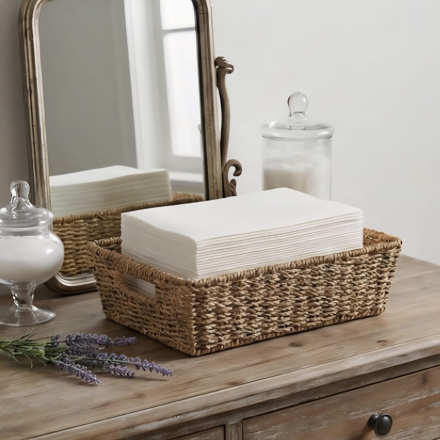 1200 Lillian Disposable Bathroom Napkins | Single-Use Linen-Feel Guest Towels | Cloth-Like Hand Tissue Paper, White, 12' x 17', White