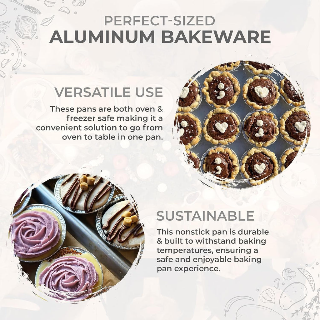 KitchenDance Disposable Aluminum Foil Tart Pan - 3' Round Aluminum Foil Individual Pie Pans for Pies, Tarts - Perfect for Baking, Cooking, - 301, 1000