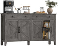 VASAGLE LIRY Collection - Buffet Cabinet, Coffee Bar Cabinet with 2 Drawers, Adjustable Shelves, Sideboard Storage with Cable Holes, Drawer Dividers, Misty Gray UBBK381GW01S