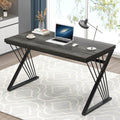 FOLUBAN Modern Home Office Desks, Rustic Wood and Metal Computer Desk, Industrial Writing Study Gaming Table for Living Room Bedroom, Dark Gray, 47 Inch
