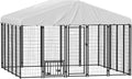 PawHut 10' x 10' x 6' Outdoor Dog Kennel, Welded Wire Dog Kennel Outside Run with 360° Rotating Bowls, Waterproof & UV Resistant Cover, for S&M&L Breeds, Chickens, Ducks, Sliver
