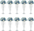 NUPTIO Silver Vases for Centerpieces Wedding - 10 Pcs 21.7in Tall Centerpiece for Tables - Flower Stand Bulk for Weddings Chandelier