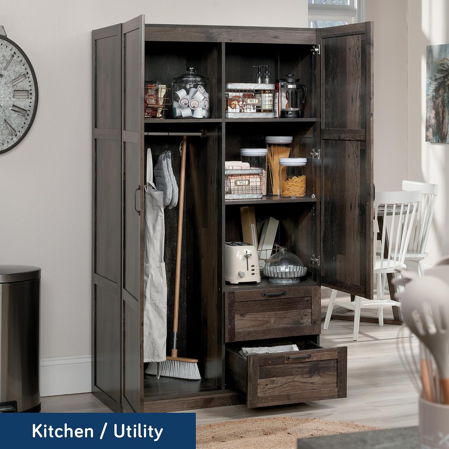 Sauder Miscellaneous Storage Wardrobe/Storage Cabinet/Pantry Cabinet, Reclaimed Pine Finish | Miscellaneous Storage