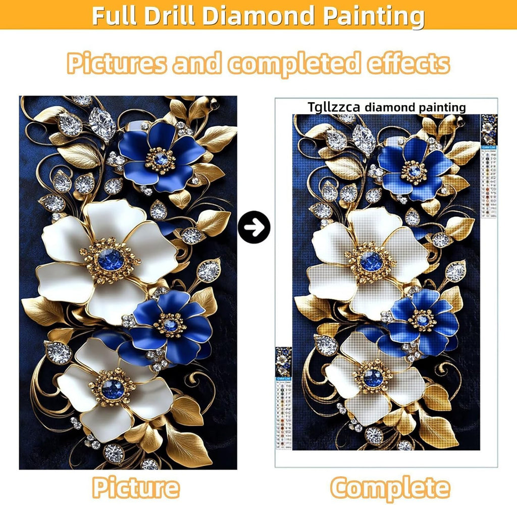 Diamond Art Kits for Adults Flower Diamond Painting Kits, 5D DIY Round Full Drill Dimond Art Paintings Rhinestones Crafts for Adults for Gift Home Wall Decor, Large Size 40 x 80 Inch, Model819