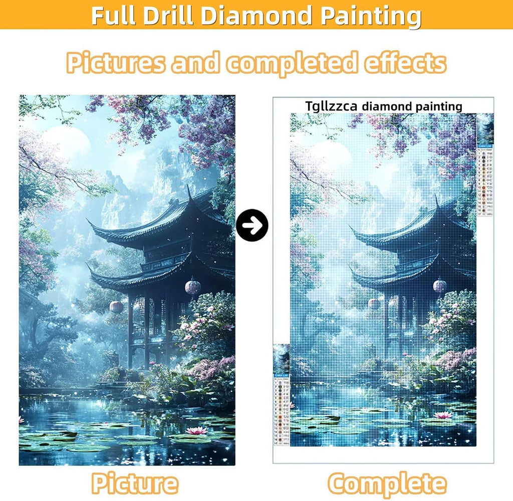 Diamond Art Kits for Adults Landscape Diamond Painting Kits, 5D DIY Square Japanese Style Full Drill Dimond Art Paintings Crafts for Adults for Gift Home Wall Decor, Large Size 40 x 80 Inch, Model774