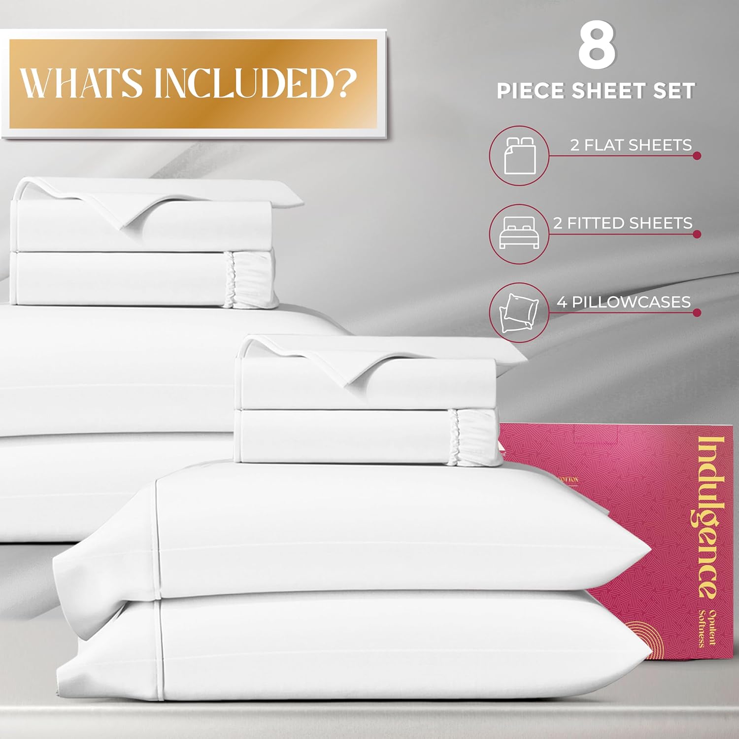 Mayfair Linen 100% Egyptian Cotton Sheets King Size - Luxury 1200 Series Egyptian Cotton King Size Sheets Set (2 Pack, White) Silky Soft, Cooling & Breathable, 17' Deep Pocket Sateen Weave Bedding