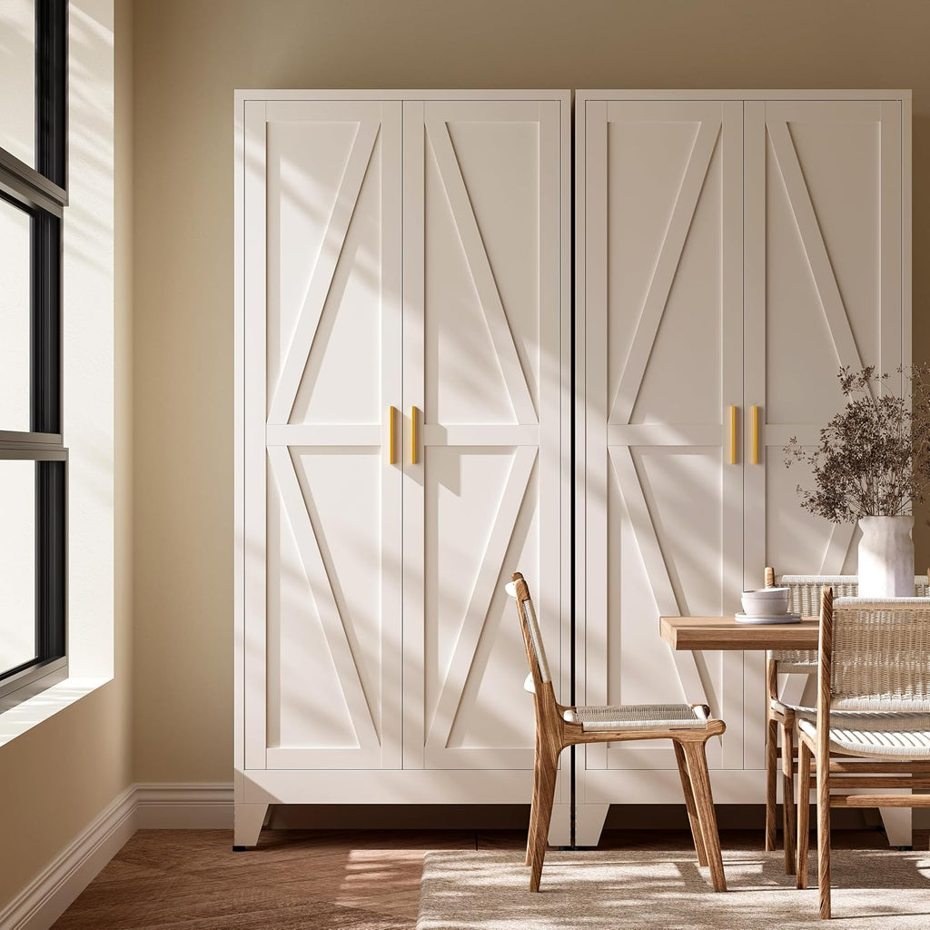 61' H White Storage Cabinet,Metal Pantry Cabinets with Doors,Tall Cabinet,Kitchen Pantry Storage Cabinets