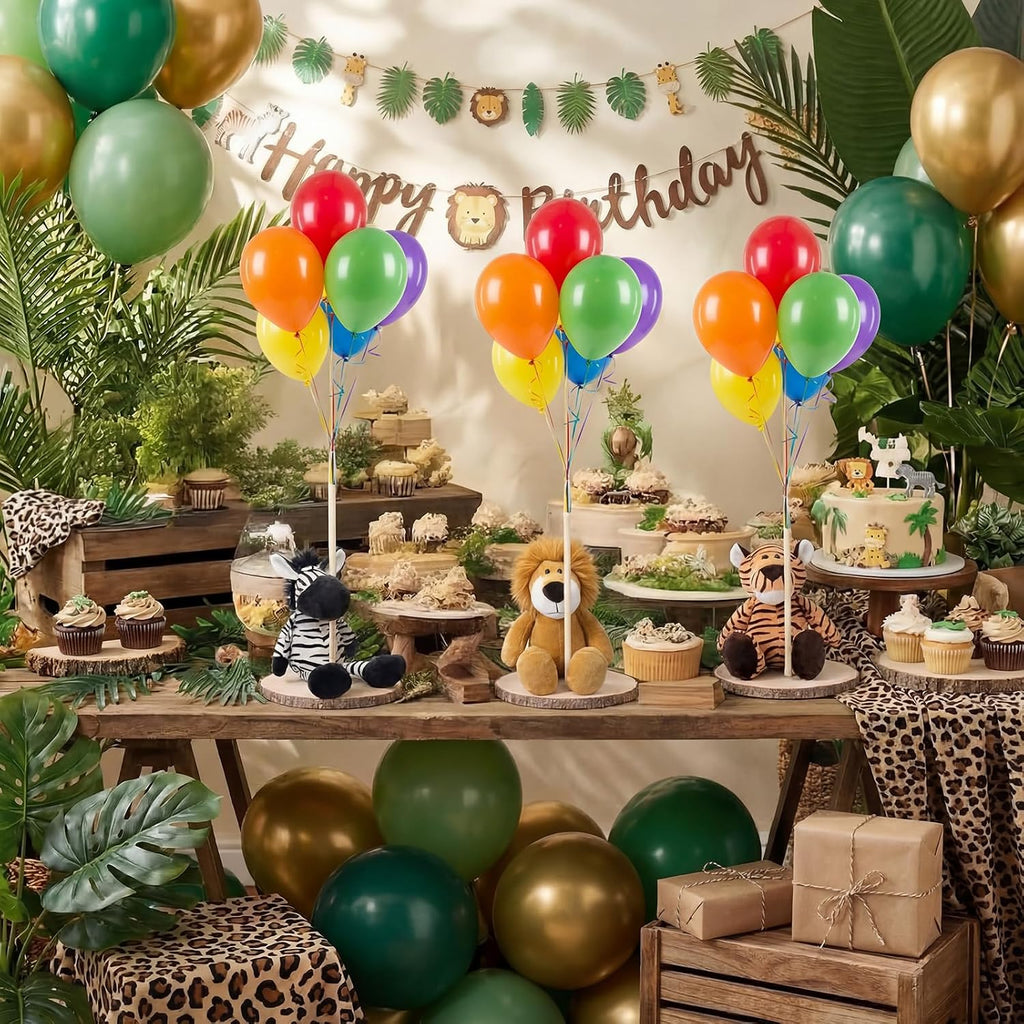 Canlierr 12 Set Animal Centerpieces for Baby Shower Decor Includes Wooden 23-26in Animal Rounds Circles Slices with Stick DIY Craft Birthday Wedding Gender Party Table Decorations