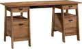 Sauder Trestle Executive Desk with Filing, Home Office Desk with Storage, Vintage Oak Finish