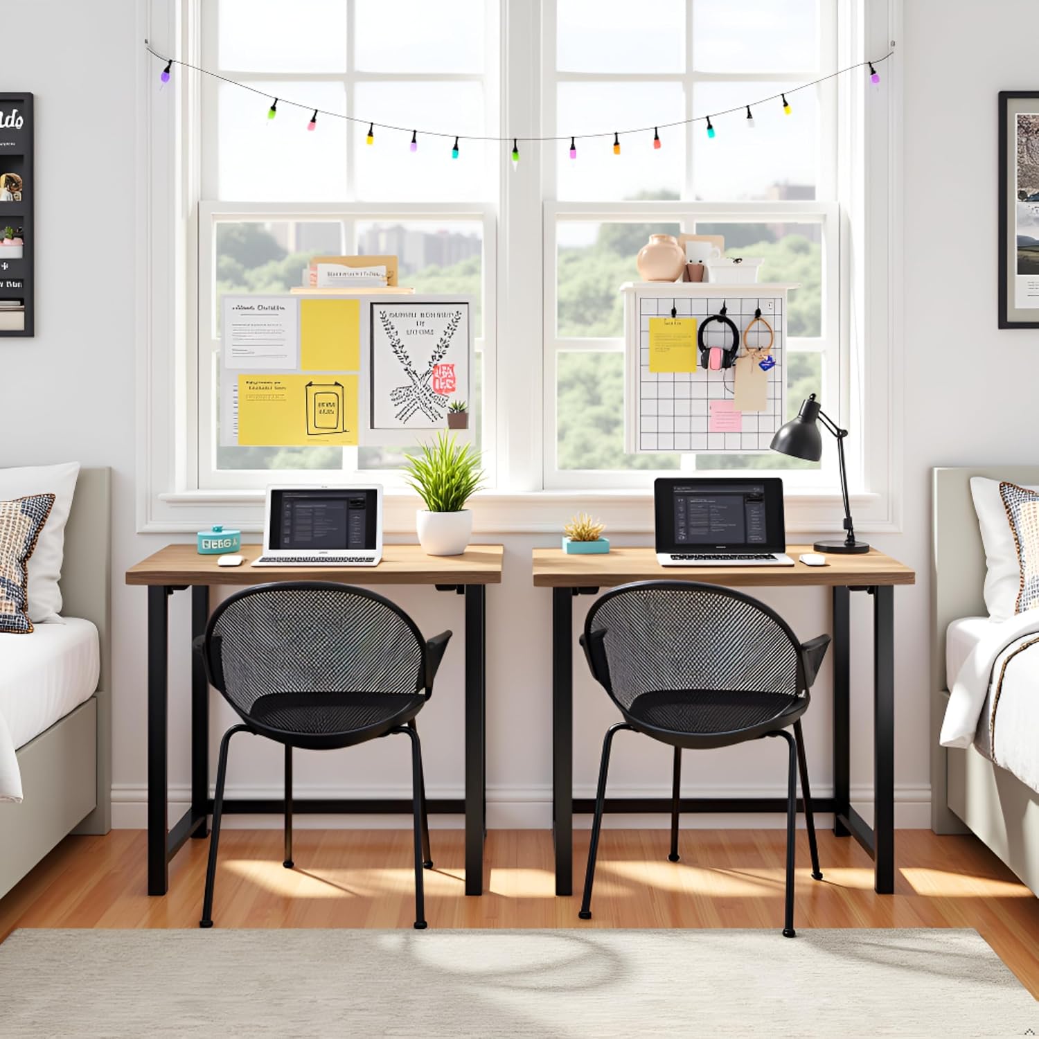 Pomona 32-Inch Compact Writing Desk with Solid Wood Top and Metal Frame – Rustic Industrial Style Small Home Office Desk with Durable Lacquer Finish and Floor Levelers by Alaterre Furniture (Natural)