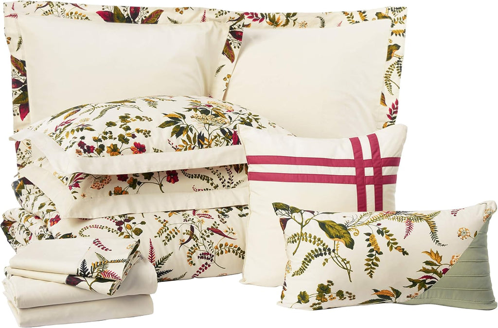 Tribeca Living 12 Piece Bed in A Bag, 100% Cotton Bedding Set Includes Oversized Comforter, Two Shams, Decorative Cushions, Deep Pocket Sheets and Skirt, Queen, Maui