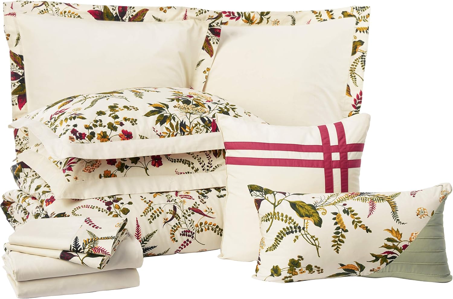 Tribeca Living 12 Piece Bed in A Bag, 100% Cotton Bedding Set Includes Oversized Comforter, Two Shams, Decorative Cushions, Deep Pocket Sheets and Skirt, Queen, Maui