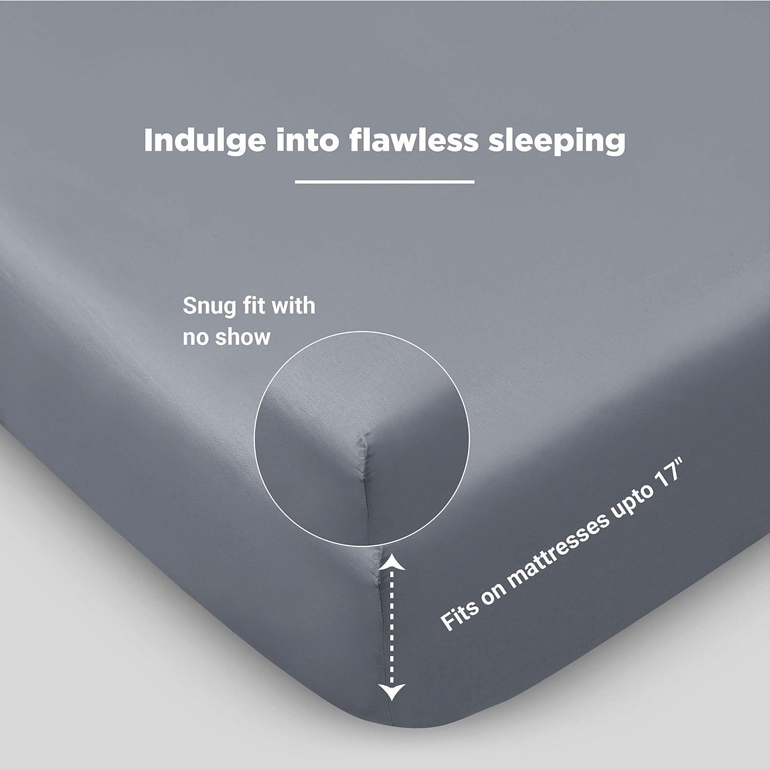 Fabdreams 100% Organic Cotton Percale Weave Queen Size Sheet Set, 300 TC, GOTS Certified, Cool & Crisp, Breathable, Fits Mattresses Up to 17' Deep, Durable Luxury – Light Gray