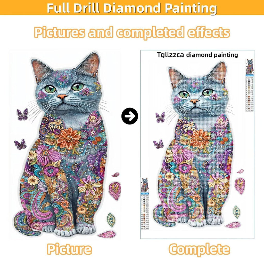 Diamond Art Kits for Adults Cat Diamond Painting Kits, 5D DIY Square Animal Full Drill Dimond Art Paintings Crystal Rhinestones Crafts for Adults for Home Wall Decor, Large Size 40 x 80 Inch, Model768