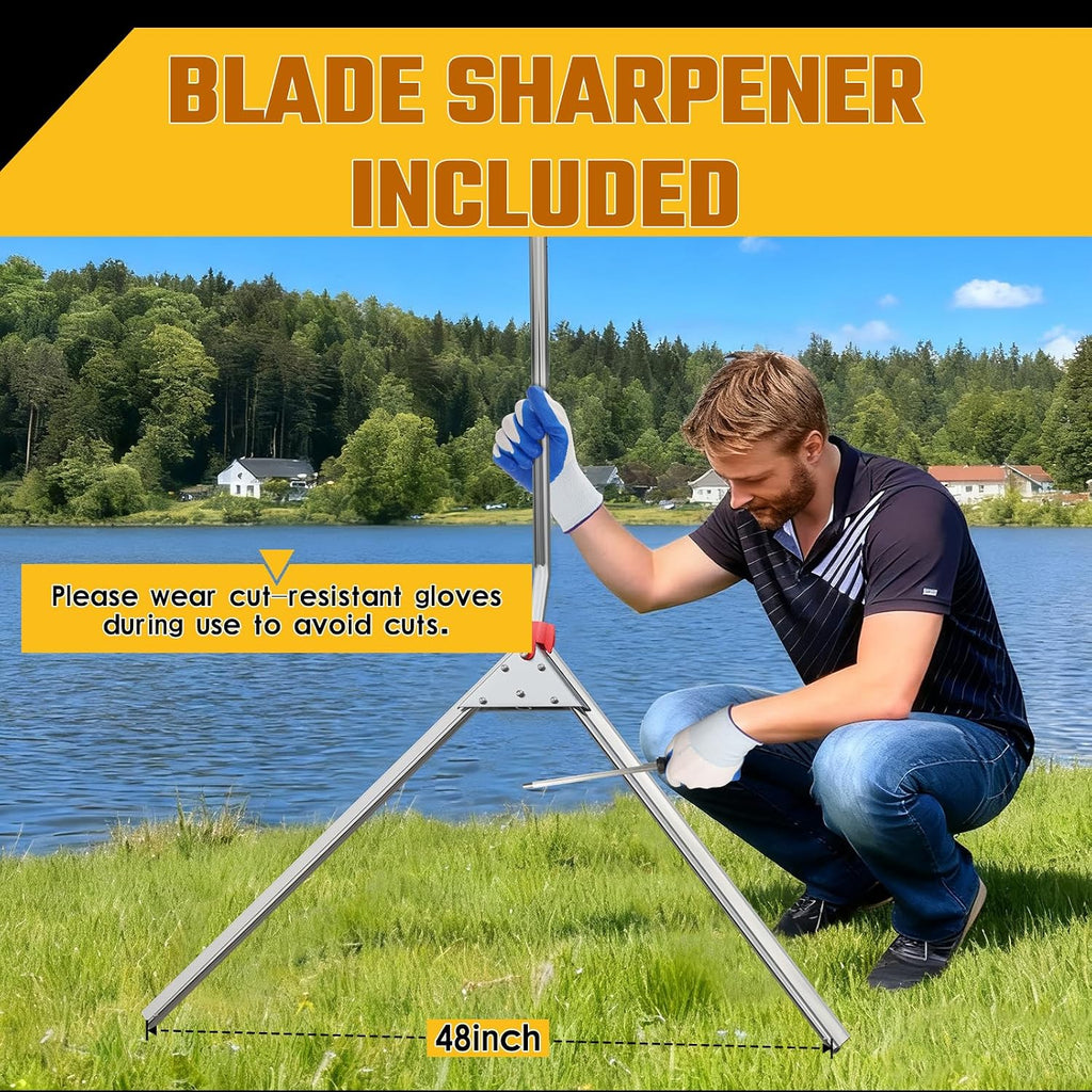 Buzzlett Lake Weed Cutter, 48-Inch Cutting Width, Aquatic Cutting Tool for Lakes & Ponds, Sharp Stainless Steel Blades, Rust-Proof, 28-Foot Throw Rope, Cuts Lily Pads, Algae & Reed