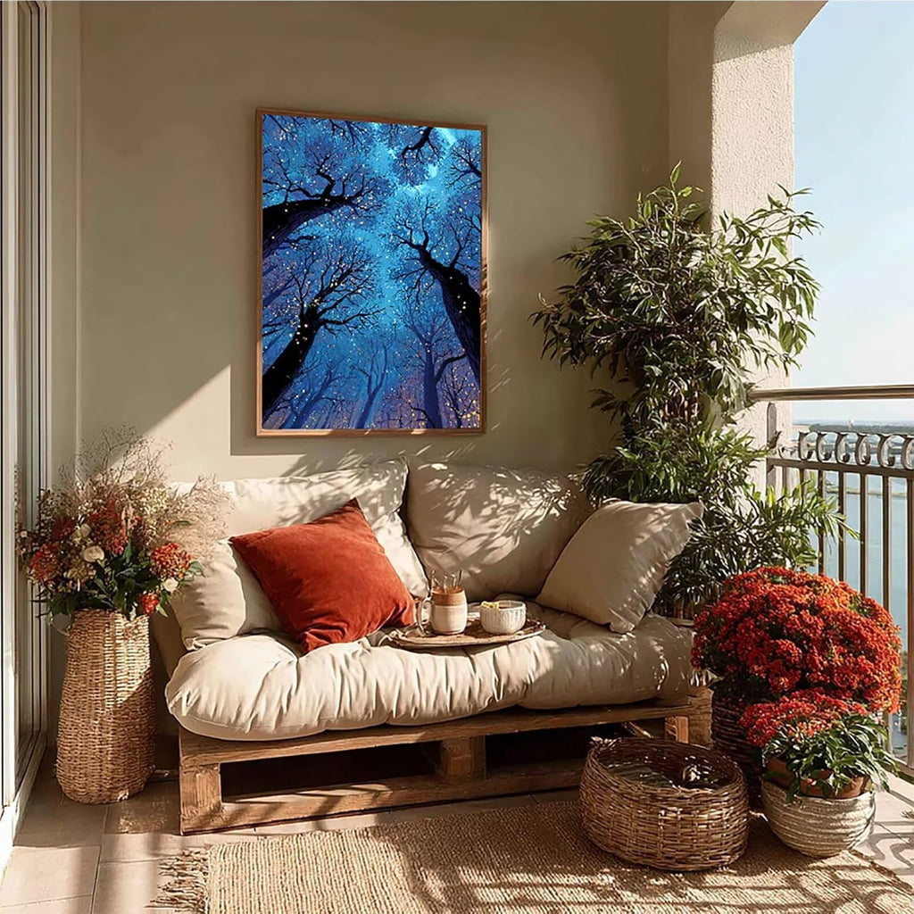 Starry Sky Diamond Art Kits for Adults, Tree 5D Diamond Painting, Full Drill Dimond Art Paintings for Beginners, DIY Pictures Gem Crafts for Adults, Hobbies for Women, Fall Decor, Gifts 40x54in E-2040