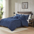 Woolrich Rustic Lodge Cabin Comforter Set - All Season Down Alternative Warm Bedding Layer and Matching Shams, Oversized Full, Perry, Denim Blue