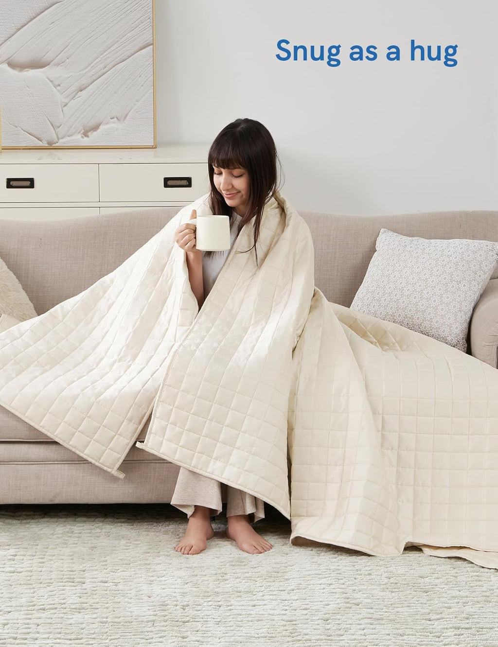YnM King Size Cooling Weighted Blanket for Adults (88x104 Inches, 15 Pounds, Champagne Beige), Perfect for Hot Sleepers with Cooling Rayon, Heavy Bed Blanket for Couple on Queen or King Bed