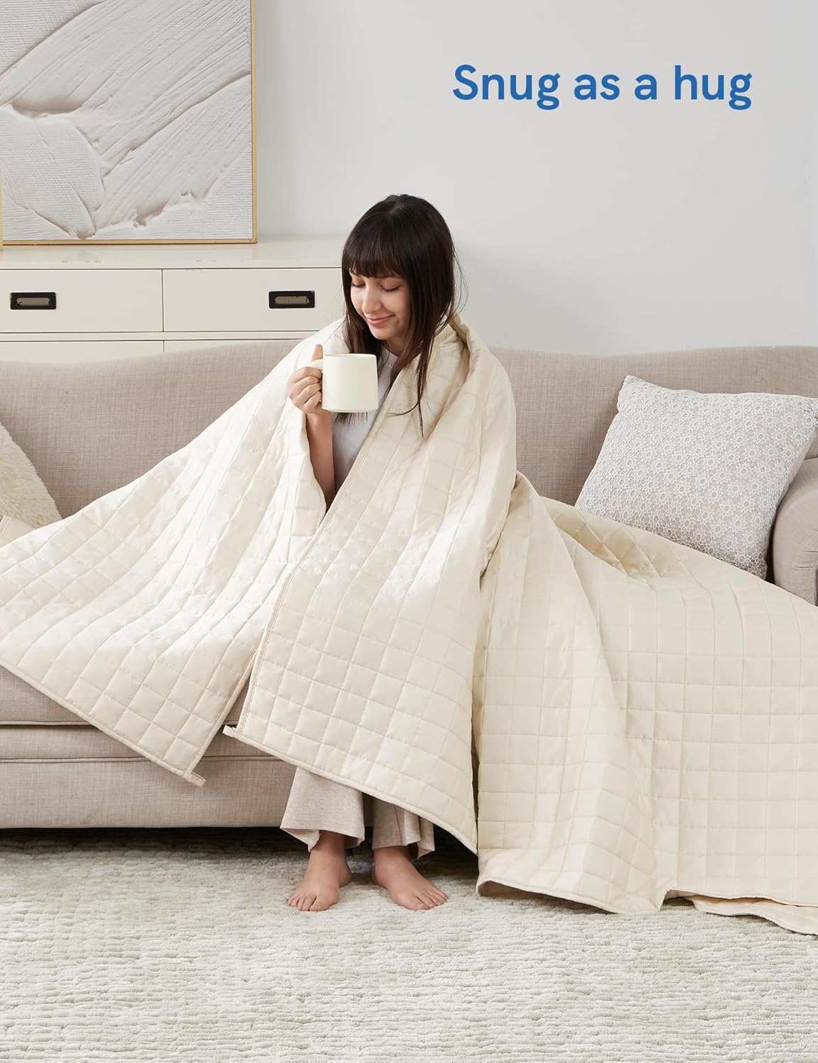 YnM King Size Cooling Weighted Blanket for Adults (88x104 Inches, 15 Pounds, Champagne Beige), Perfect for Hot Sleepers with Cooling Rayon, Heavy Bed Blanket for Couple on Queen or King Bed
