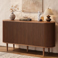 ONBRILL 55' Buffet Sideboard Cabinet with Sliding Doors, Mid-Century Modern Sideboard Buffet Cabinet with Storage & Adjustable Shelves, Accent Coffee Bar Console Table for Kitchen, Entryway, Walnut