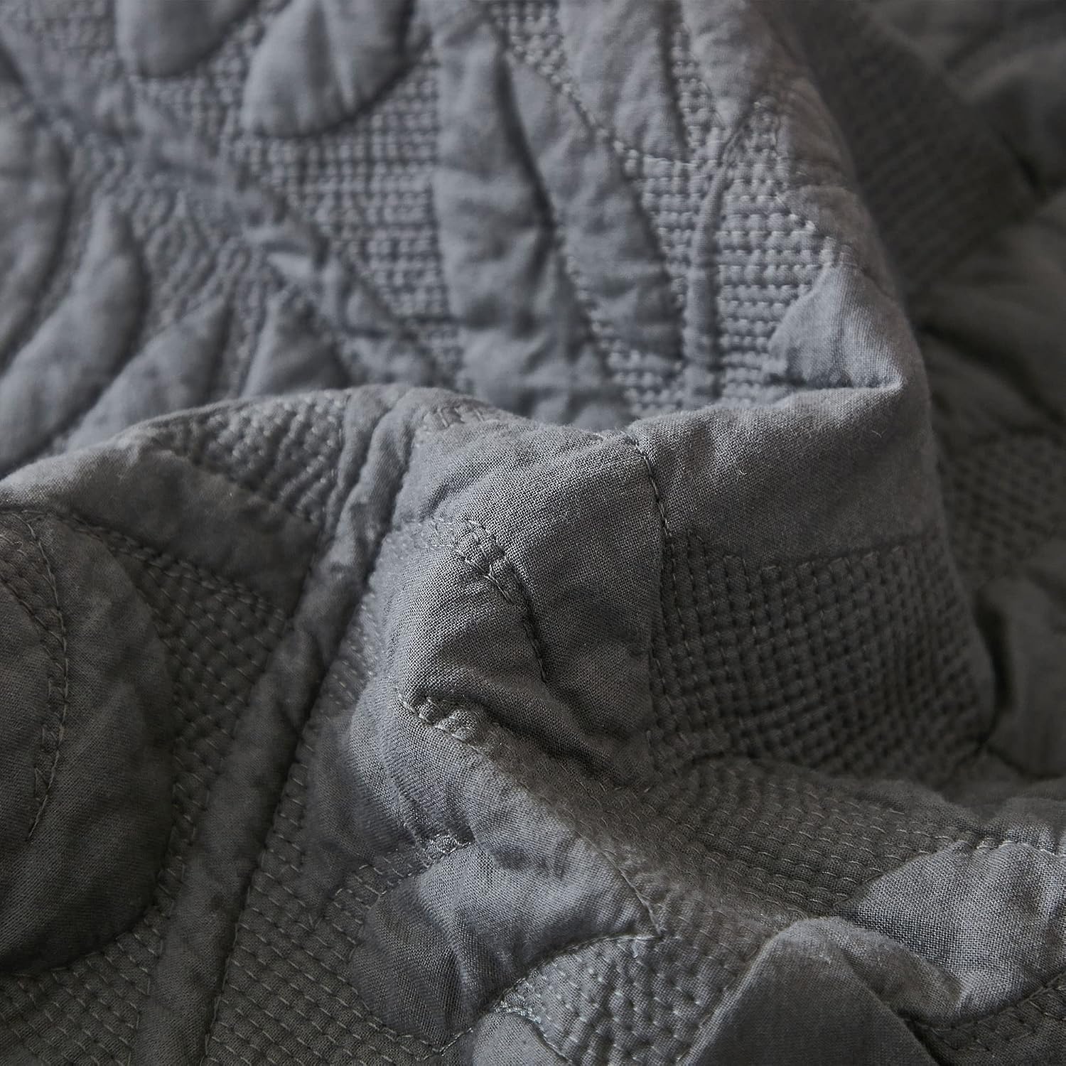 MarCielo 3-Piece 100% Cotton Oversized Bedspread Lightweight Quilt Coverlet Embroidery Farmhouse Bedding Set T0 (Dark Grey, Oversized Queen (100'x106'))