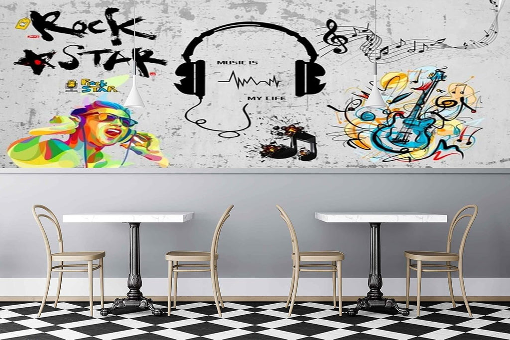 MWZ3515 Music Rock Star Singers Guitar HD 3D Wallpaper for Disco Club Karaoke[10 ft x 8 ft] / [305 cm x 244 cm]