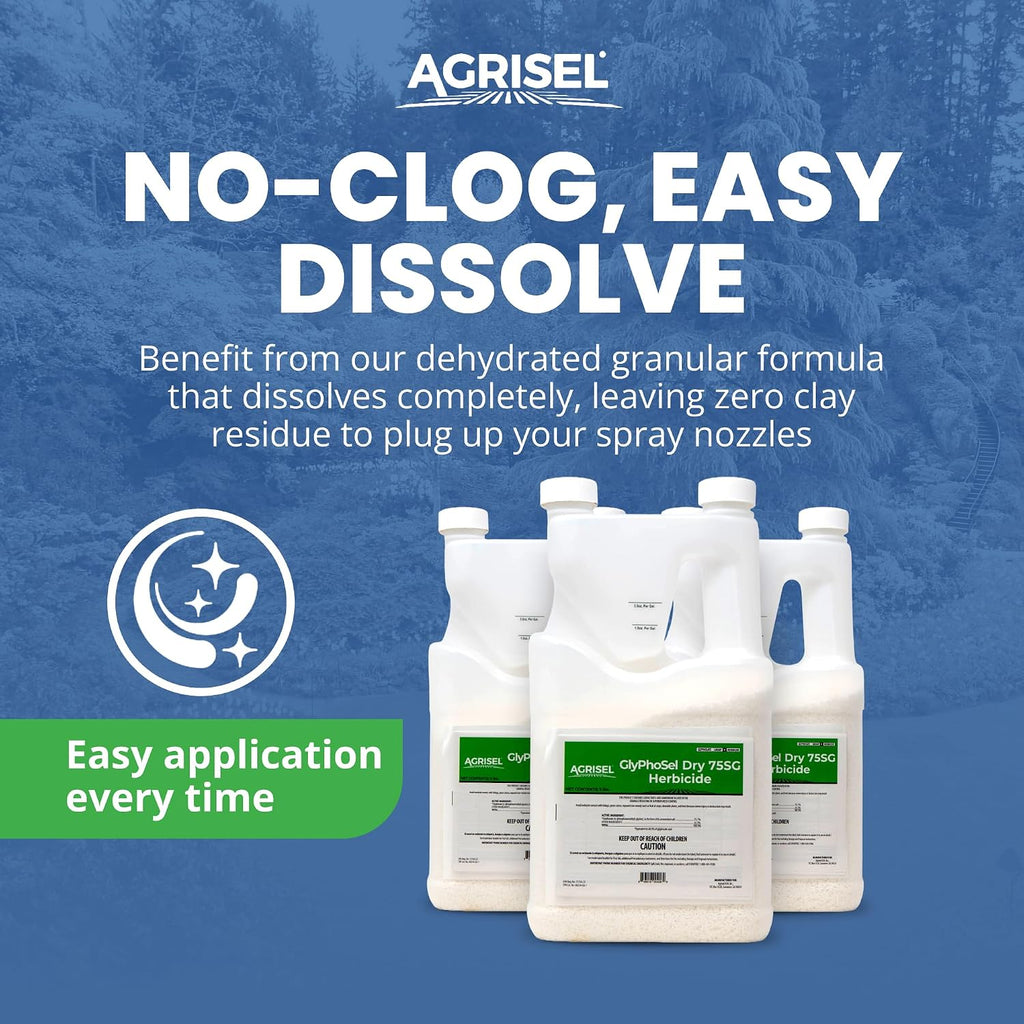 Agrisel GlyPhoSel Pro Dry Weed Killer, Fast-Acting, Targets Tough Weeds from Leaf to Root, Easy-to-Use Tip & Pour Container, Pet Safe, Includes 3-Pack of Agrisel Protective Gloves, 5 Pounds