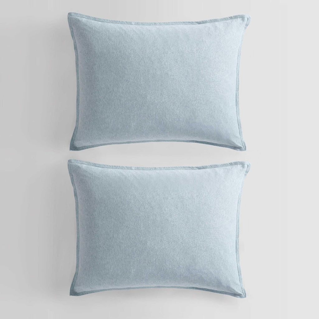 Calvin Klein - Queen Comforter Set, Naturally Soft Cotton Cotton Melange Jersey Bedding with Matching Pillowcases, 3 Piece Bed Set (Modern Cotton Melange Blue)