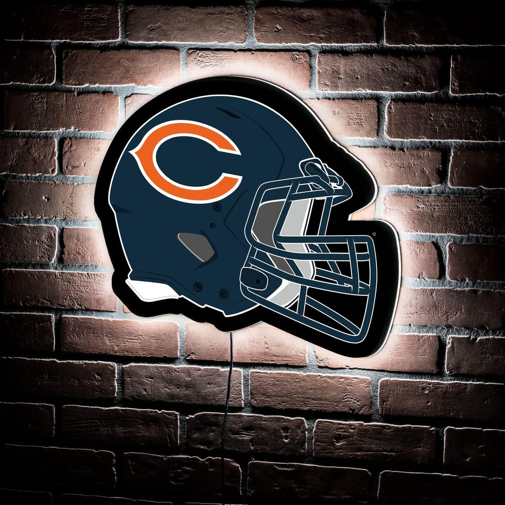 Team Sports America Evergreen NFL Chicago Bears Ultra-Thin LED Light Wall Sign Decor | Full Size Replica Helmet | 19.5 x 15 Inches | Made in the USA