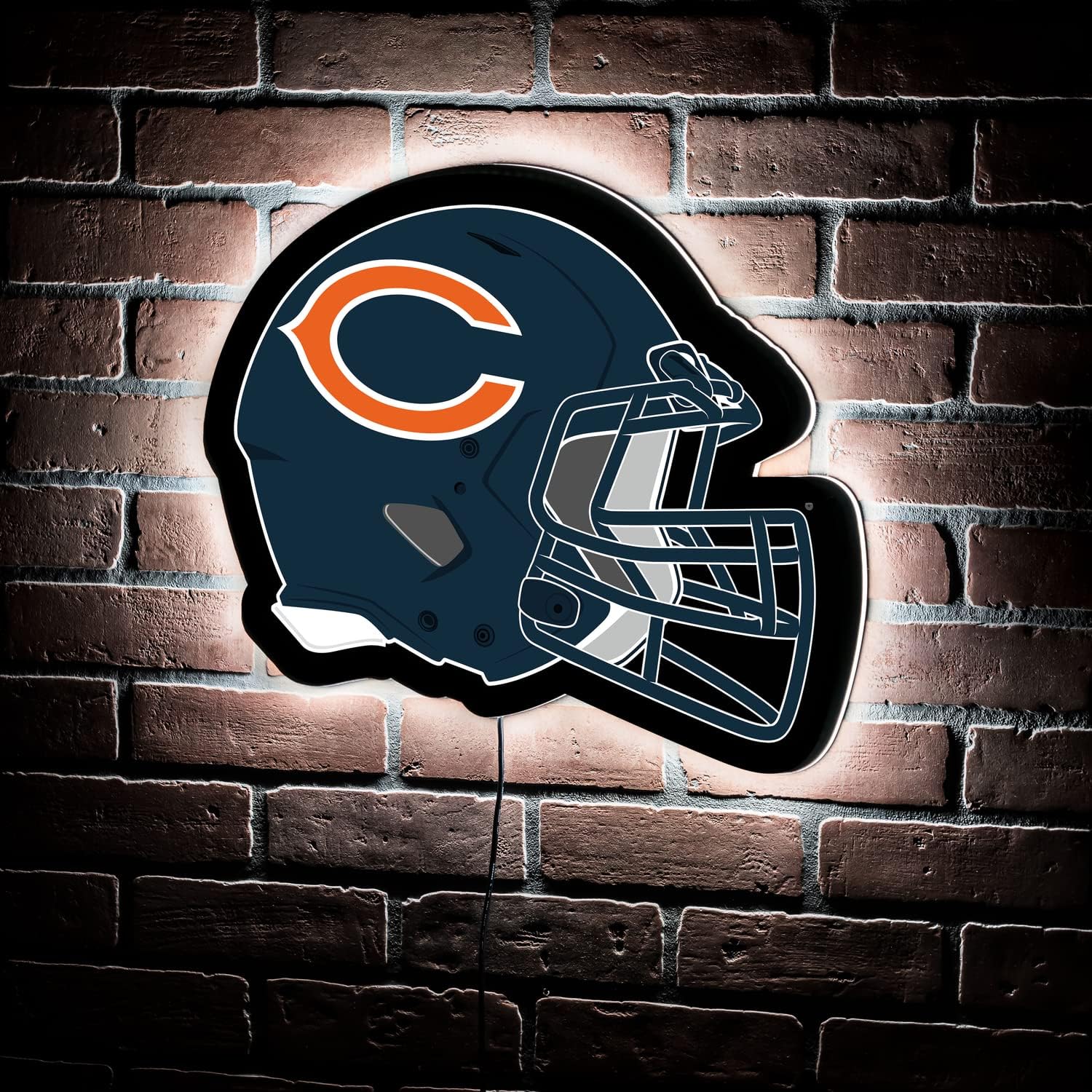 Team Sports America Evergreen NFL Chicago Bears Ultra-Thin LED Light Wall Sign Decor | Full Size Replica Helmet | 19.5 x 15 Inches | Made in the USA
