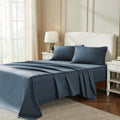 Superior Egyptian Cotton 850 Thread Count Bed Sheet Set, 1 Elastic Deep Pocket Fitted Sheet, 1 Flat Sheet, 2 Pillowcases, Daily Soft Sheets, Luxury, Plush, Hotel, Home Collection, Full, Dark Blue