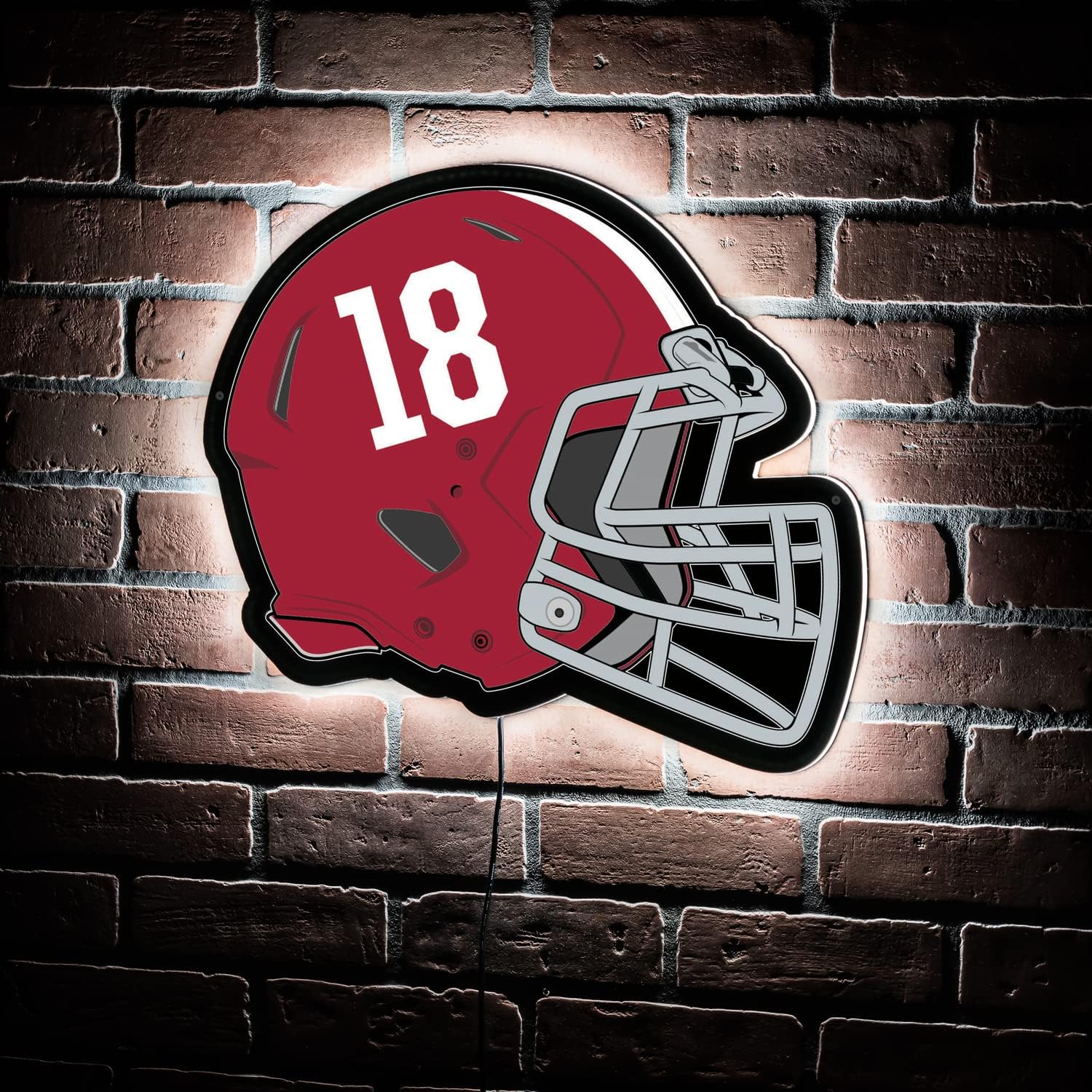 Team Sports America Evergreen NCAA University of Alabama Ultra-Thin LED Light Wall Sign Decor | Full Size Replica Helmet | 19.5 x 15 Inches | Made in the USA