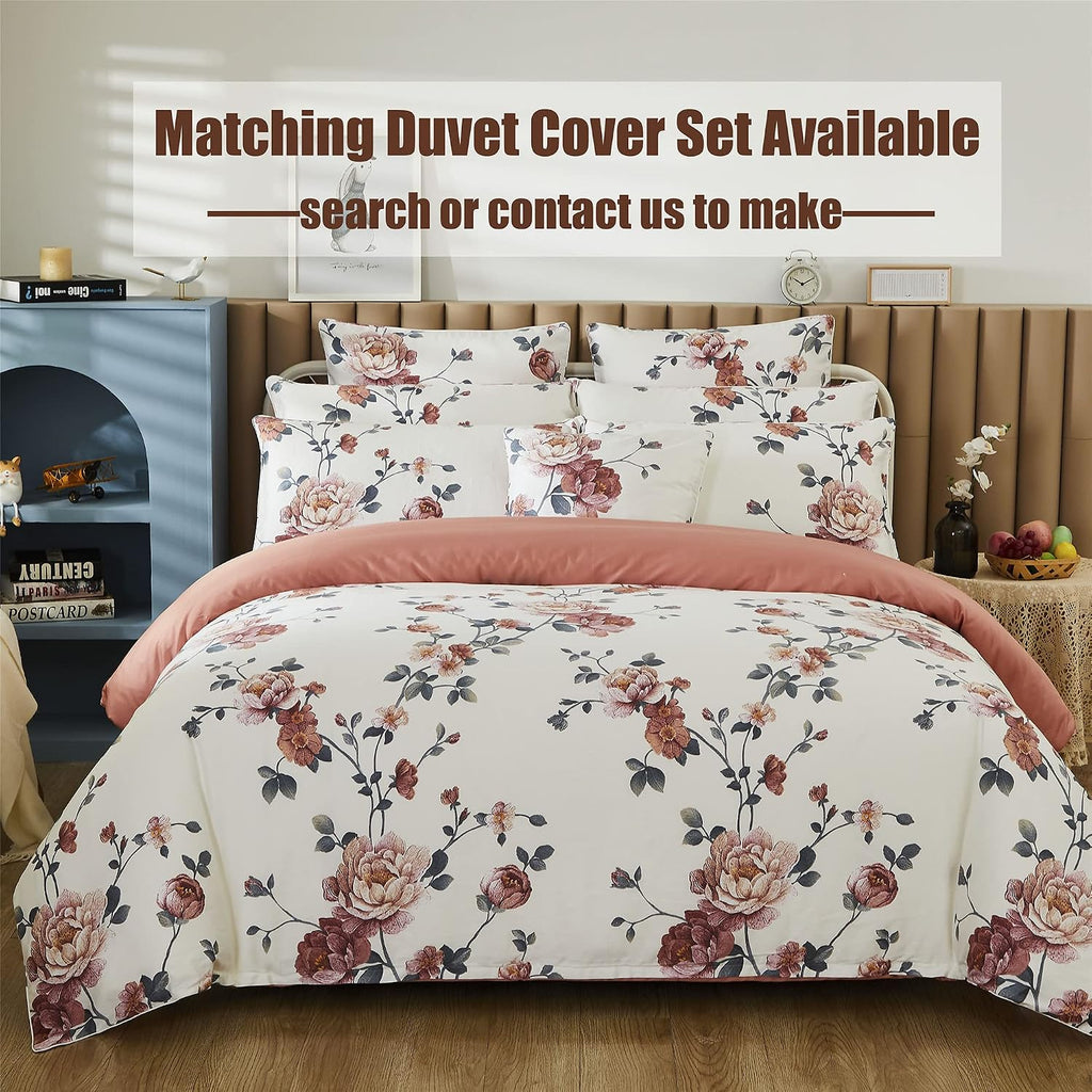 FADFAY Sheets Set Queen Shabby Beige Floral Bedding Elegant Peony Sheets Set Vintage Flower Bedding Collections Soft 100% Egyptian Cotton 800 Thread Count Deep Pocket Fitted Sheet, 4Pcs-Queen Size